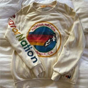 Cream aviator nation logo crewneck